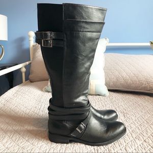 Wide Calf Black Riding Boots